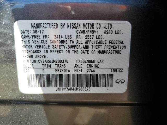 2018 INFINITI Q50 PURE JN1CV7AR4JM280376