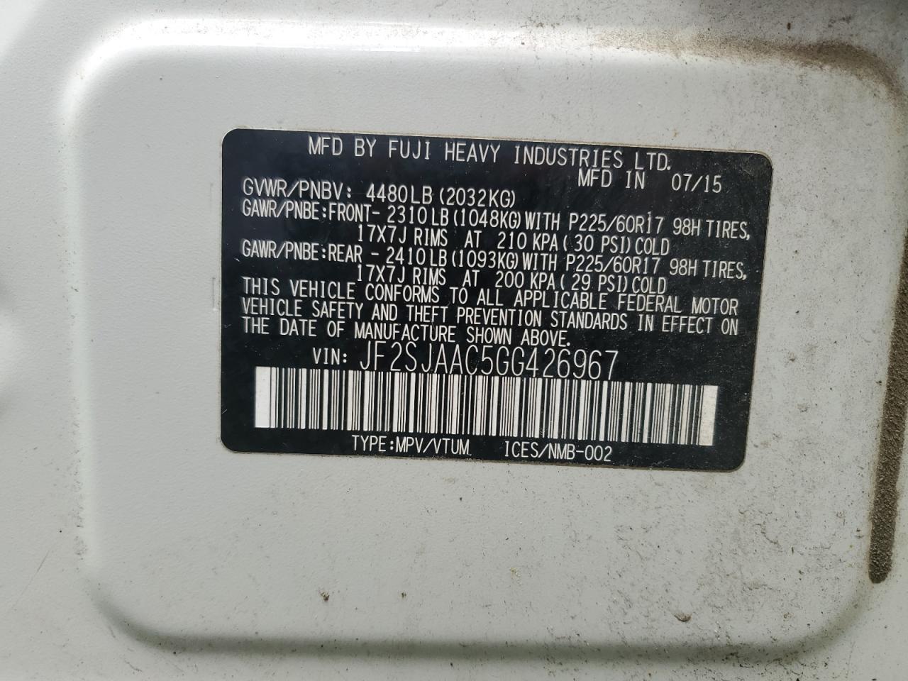 Lot #3239337496 2016 SUBARU FORESTER 2