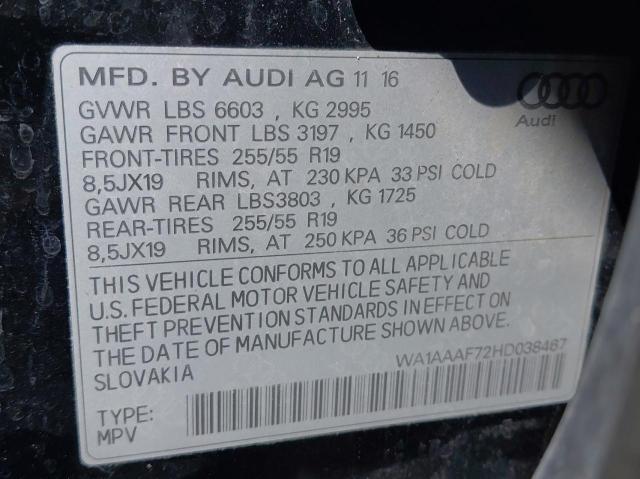 2017 AUDI Q7 PREMIUM WA1AAAF72HD038467