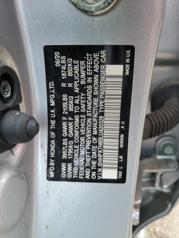2020 HONDA CIVIC EX SHHFK7H65LU420329