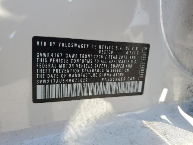 2017 VOLKSWAGEN GOLF S 3VW217AU5HM076027