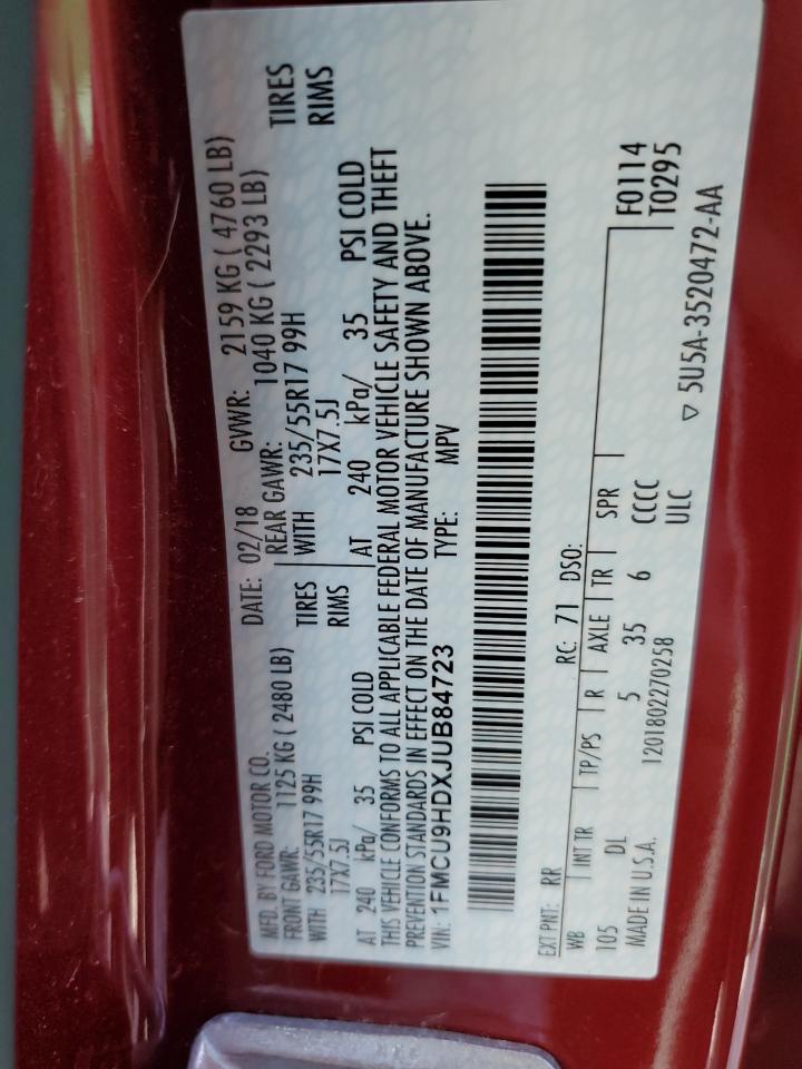 Lot #3302744999 2018 FORD ESCAPE SEL