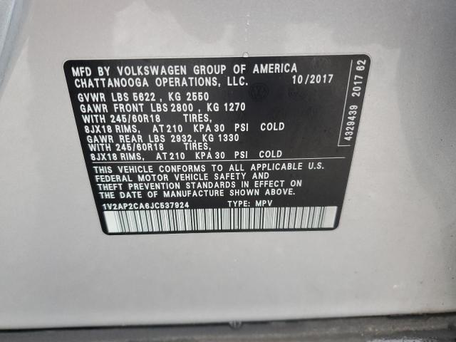 2018 VOLKSWAGEN ATLAS S 1V2AP2CA6JC537924