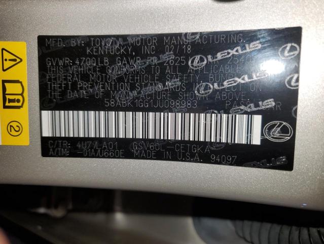 2018 LEXUS ES 350 58ABK1GG1JU098983