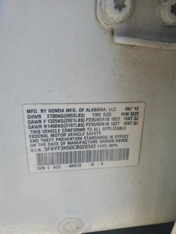 2012 HONDA PILOT EXL - 5FNYF3H50CB028342