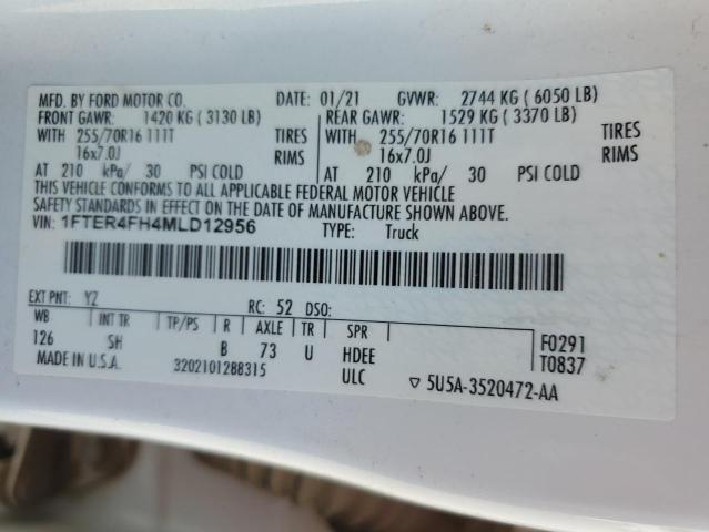 2021 FORD RANGER XL 1FTER4FH4MLD12956