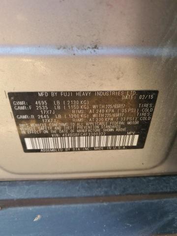 2015 SUBARU OUTBACK 2. 4S4BSBFC4F3300322