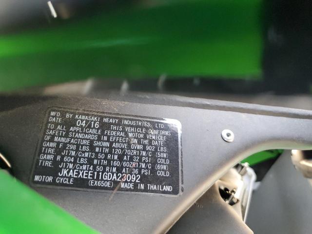 2016 KAWASAKI EX650 E JKAEXEE11GDA23092