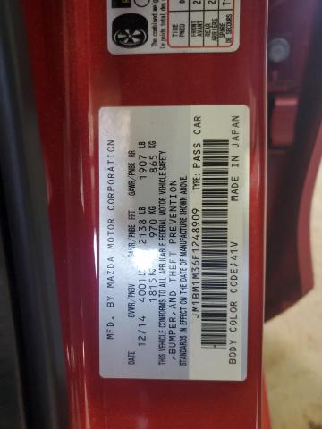 2015 MAZDA 3 GRAND TOURING JM1BM1M36F1248909