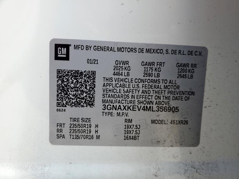 2021 CHEVROLET EQUINOX LT #3296384653