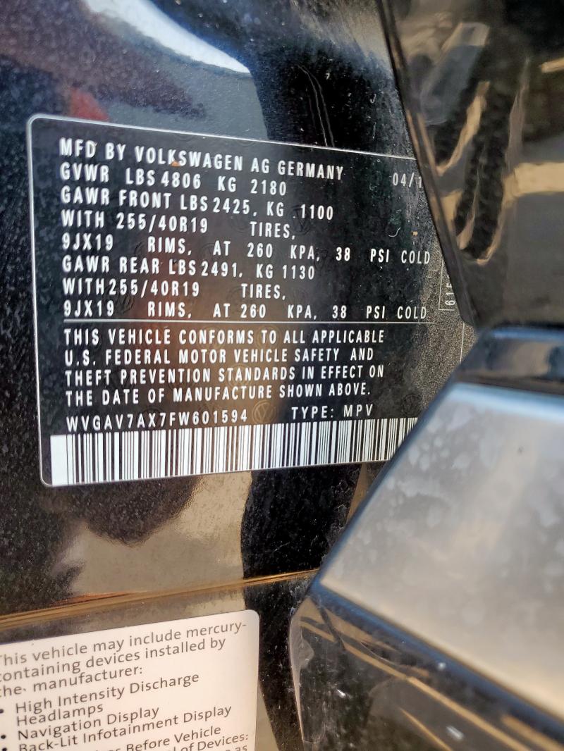 2015 VOLKSWAGEN TIGUAN S WVGAV7AX7FW601594