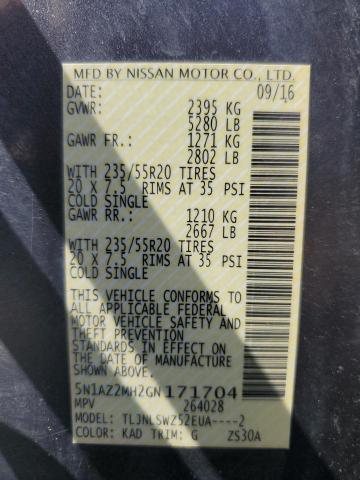 2016 NISSAN MURANO S 5N1AZ2MH2GN171704