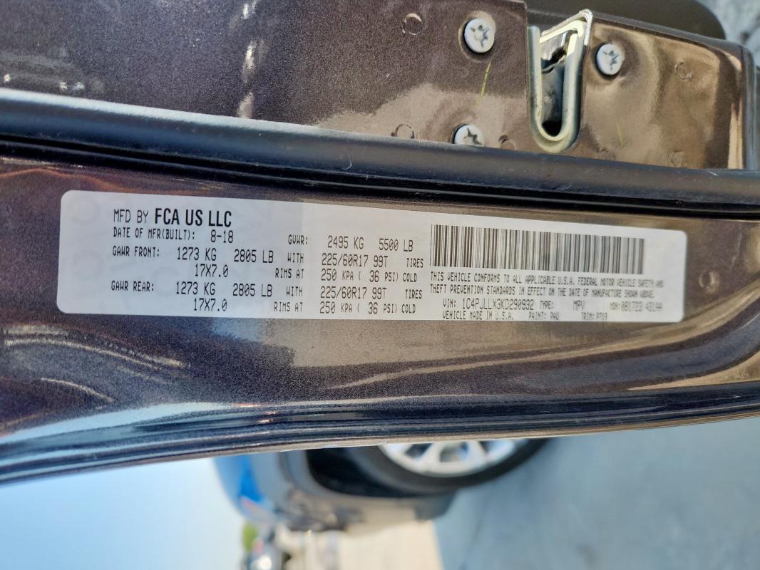 2019 JEEP CHEROKEE L - 1C4PJLLX3KD290932