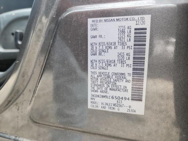 2020 NISSAN PATHFINDER SV 5N1DR2BM9LC650494