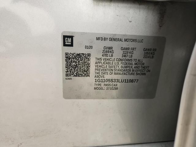 2020 CHEVROLET IMPALA PRE 1G1105S33LU110877