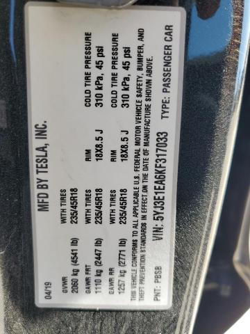 2019 TESLA MODEL 3 5YJ3E1EA6KF317033