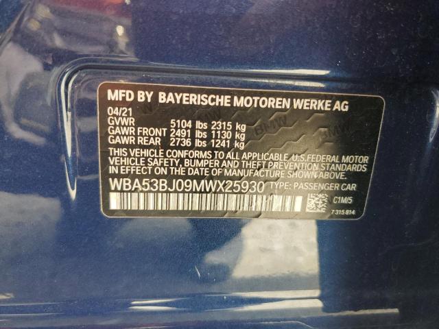 2021 BMW 540 I WBA53BJ09MWX25930
