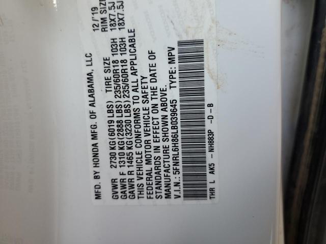 2020 HONDA ODYSSEY TOURING 5FNRL6H86LB039645