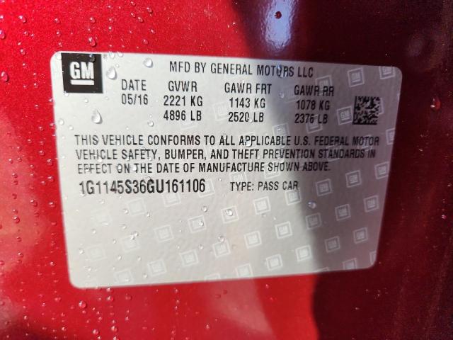 2016 CHEVROLET IMPALA LTZ 1G1145S36GU161106