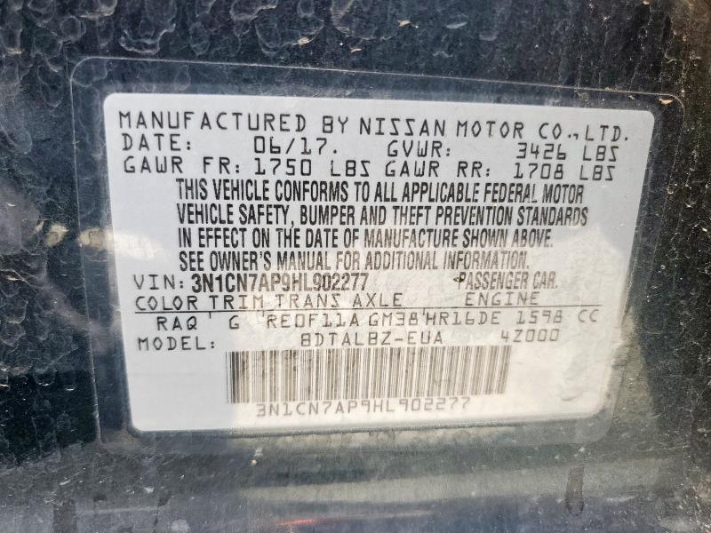 2017 NISSAN VERSA S 3N1CN7AP9HL902277