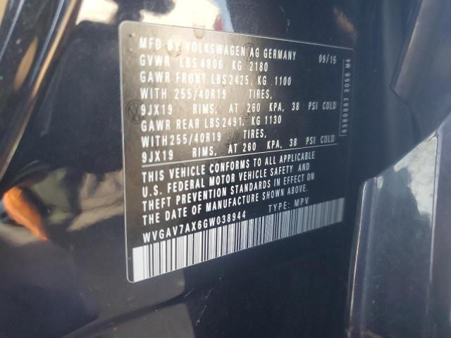 2016 VOLKSWAGEN TIGUAN S WVGAV7AX6GW038944