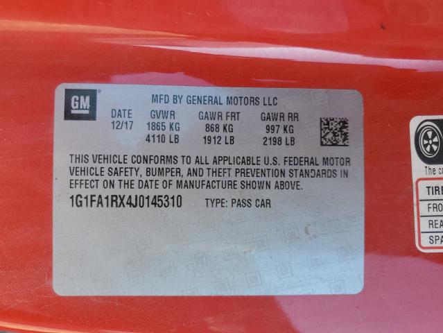 2018 CHEVROLET CAMARO LS 1G1FA1RX4J0145310