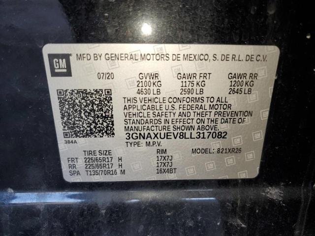 2020 CHEVROLET EQUINOX LT 3GNAXUEV8LL317082