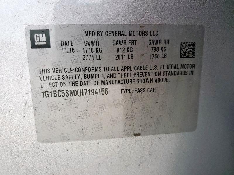 2017 CHEVROLET CRUZE LS - 1G1BC5SMXH7194156