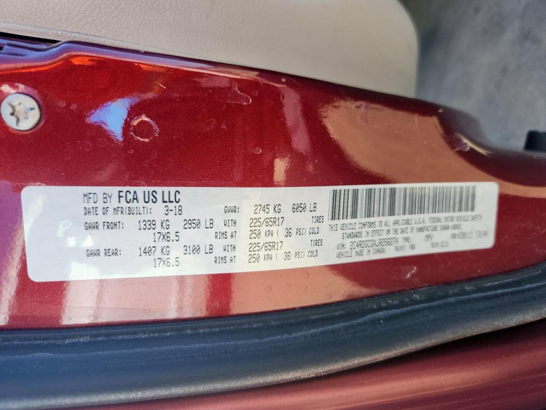 2018 DODGE GRAND CARA - 2C4RDGCGXJR266274