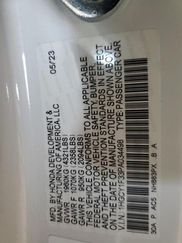 2023 HONDA ACCORD EX 1HGCY1F33PA034498