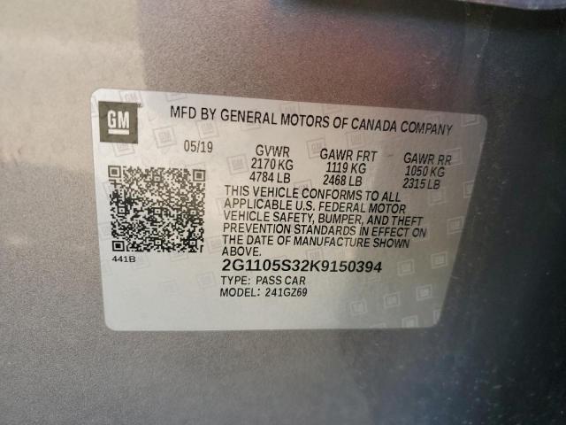2019 CHEVROLET IMPALA PRE 2G1105S32K9150394