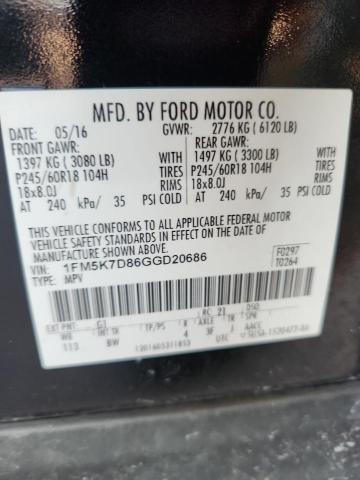 2016 FORD EXPLORER X 1FM5K7D86GGD20686