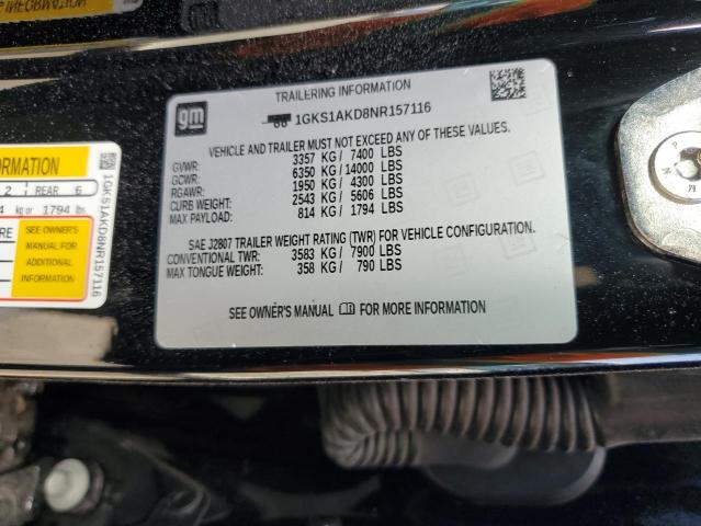 2022 GMC YUKON SLE 1GKS1AKD8NR157116