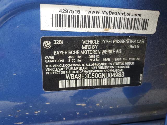 2016 BMW 328 XI SULEV WBA8E3G50GNU04983