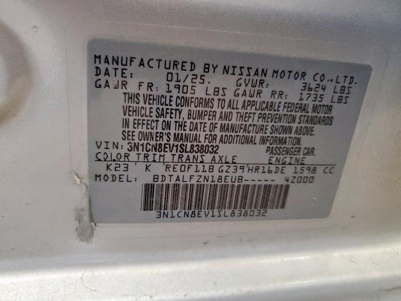 2025 NISSAN VERSA SV 3N1CN8EV1SL838032