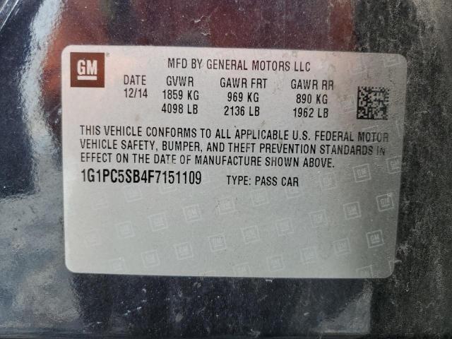 2015 CHEVROLET CRUZE LT 1G1PC5SB4F7151109