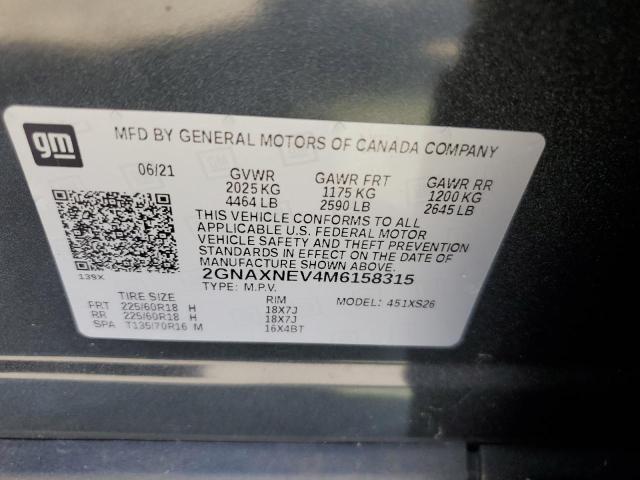 2021 CHEVROLET EQUINOX PR 2GNAXNEV4M6158315
