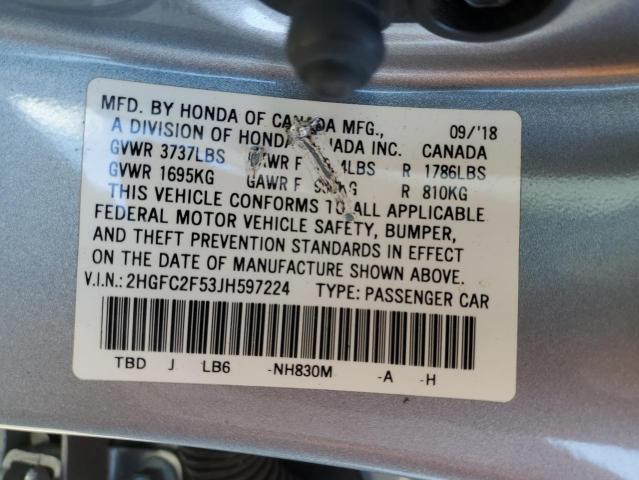 2018 HONDA CIVIC LX 2HGFC2F53JH597224