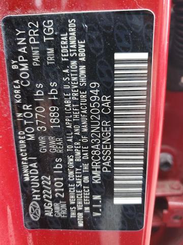 2022 HYUNDAI VENUE SEL KMHRC8A32NU205949