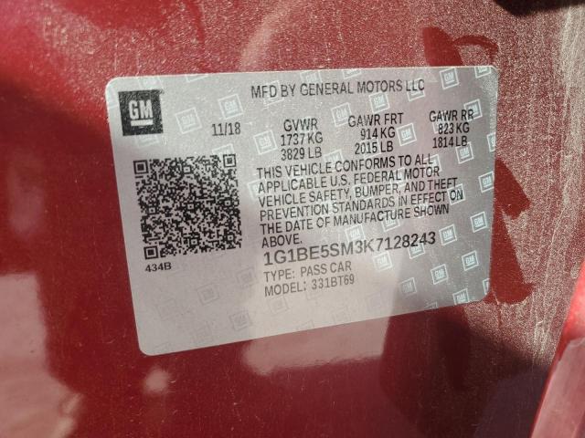 2019 CHEVROLET CRUZE LT 1G1BE5SM3K7128243