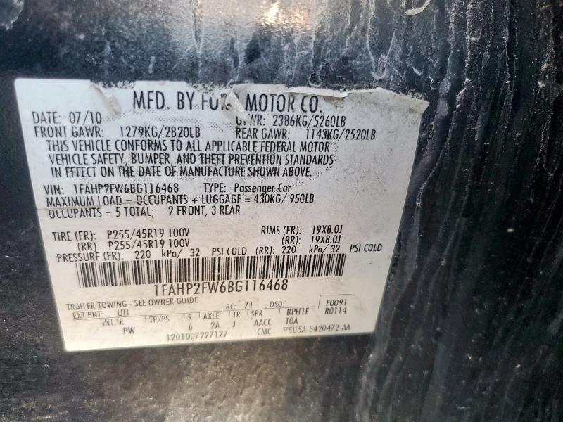 2011 FORD TAURUS LIM - 1FAHP2FW6BG116468