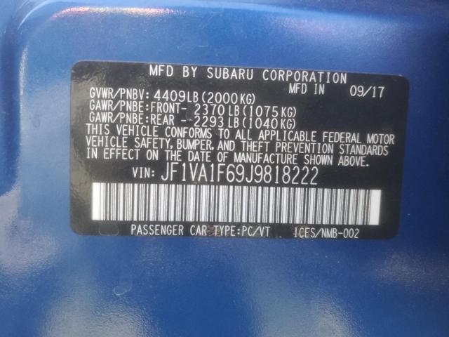 2018 SUBARU WRX LIMITE JF1VA1F69J9818222