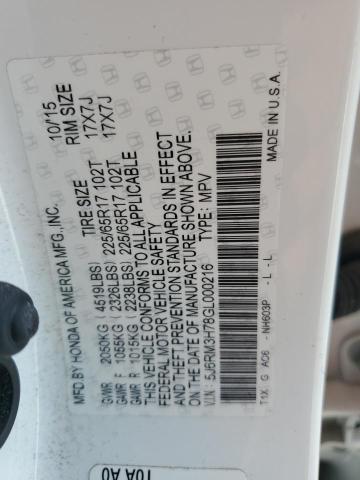 2016 HONDA CR-V EXL - 5J6RM3H78GL000216