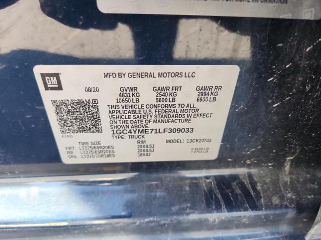 2020 CHEVROLET SILVERADO K2500 CUSTOM 1GC4YME71LF309033