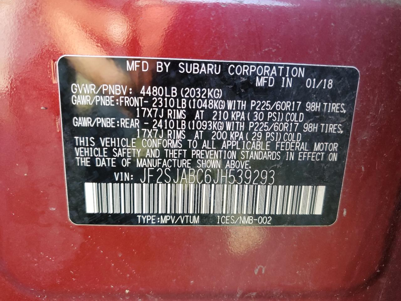 Lot #3240105549 2018 SUBARU FORESTER 2