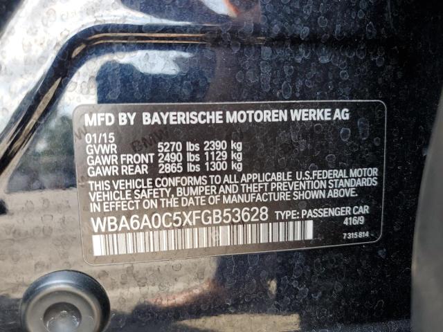 2015 BMW 640 I GRAN WBA6A0C5XFGB53628