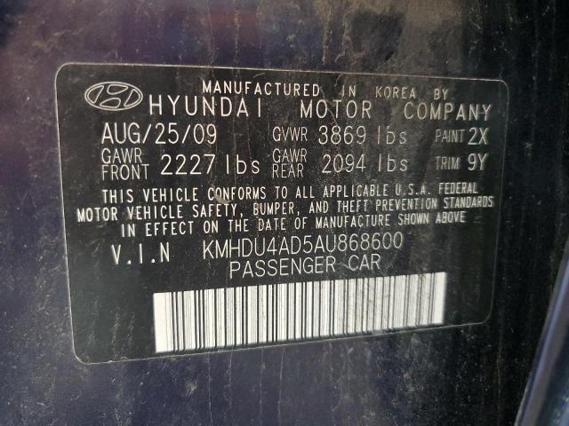 2010 HYUNDAI ELANTRA BL - KMHDU4AD5AU868600