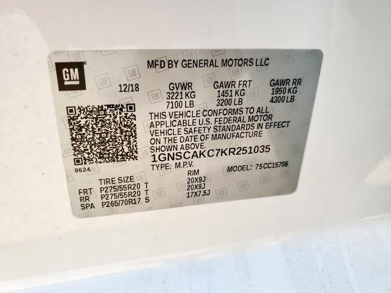 2019 CHEVROLET TAHOE C150 - 1GNSCAKC7KR251035