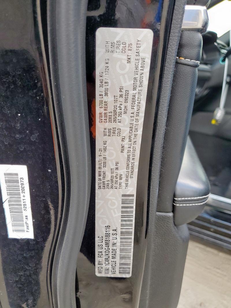 2021 JEEP GRAND CHEROKEE L OVERLAND 1C4RJKDG4M8188116