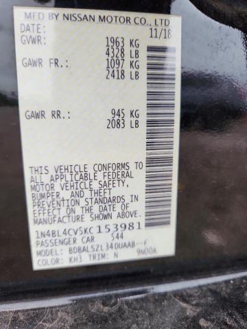 2019 NISSAN ALTIMA SR 1N4BL4CV5KC153981